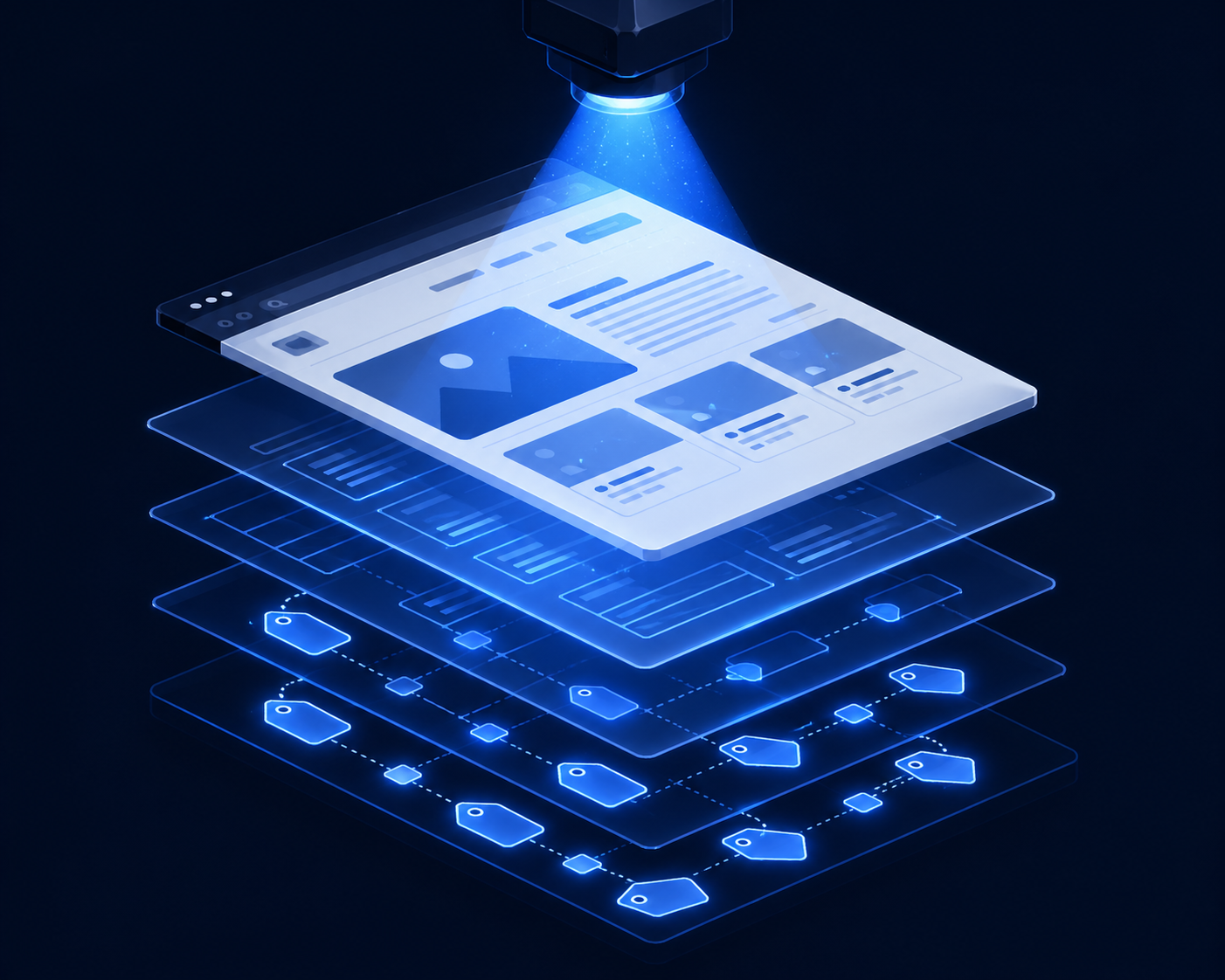 An image of a website undergoing a deep scan for its SEO and GEO characteristics